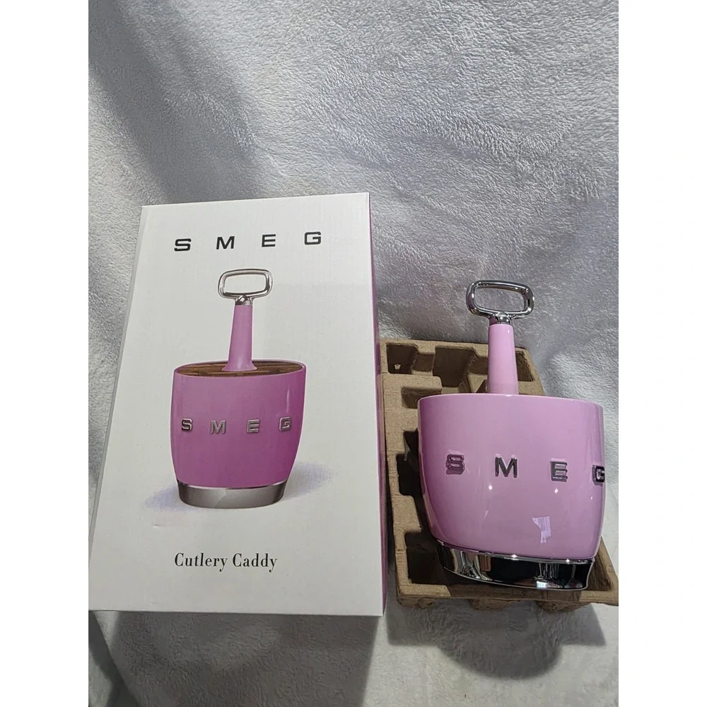 New SMEG Cutlery Caddy (Only Holder) Pastel Pink 50's Style Limited Edition Rare